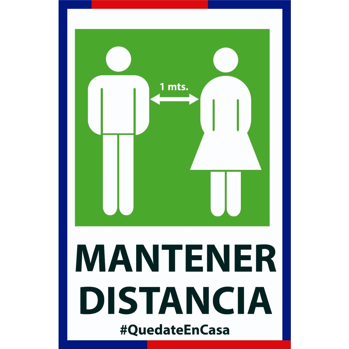 Adhesivo Mantener Distancia 1 mt | 16×24 cm – Gráfica Letrilandia